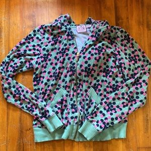 Polka dot Juicy Couture velour hoodie zip up